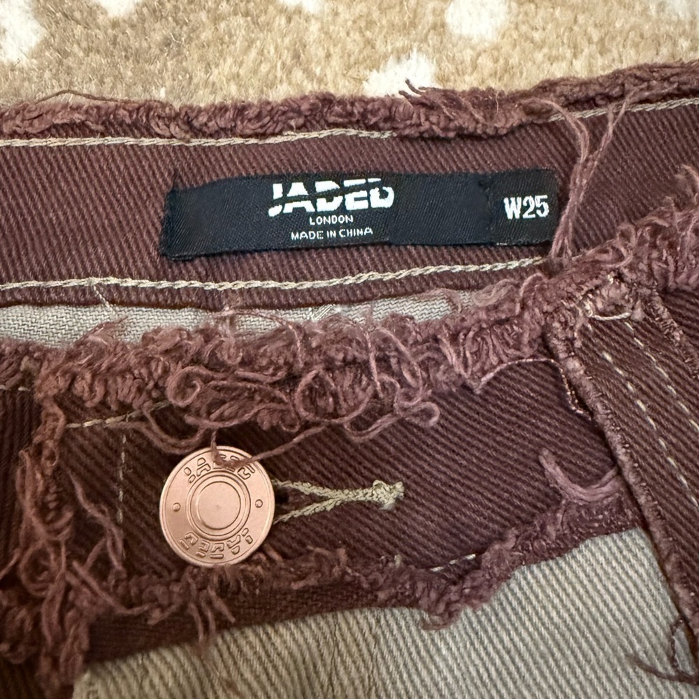 Jaded London distressed brown tan neutral flare jeans women’s size 25 - Picture 6 of 8